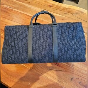 Christian Dior Lingot 50 Canvas & Calfskin Black Dior Duffle Bag